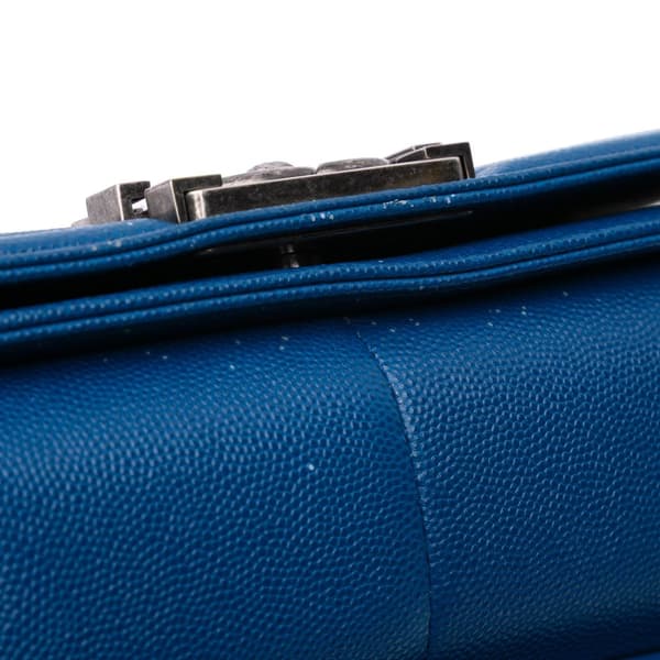 Pre-owned Chanel Old Medium Quilted Caviar Boy Flap Blue