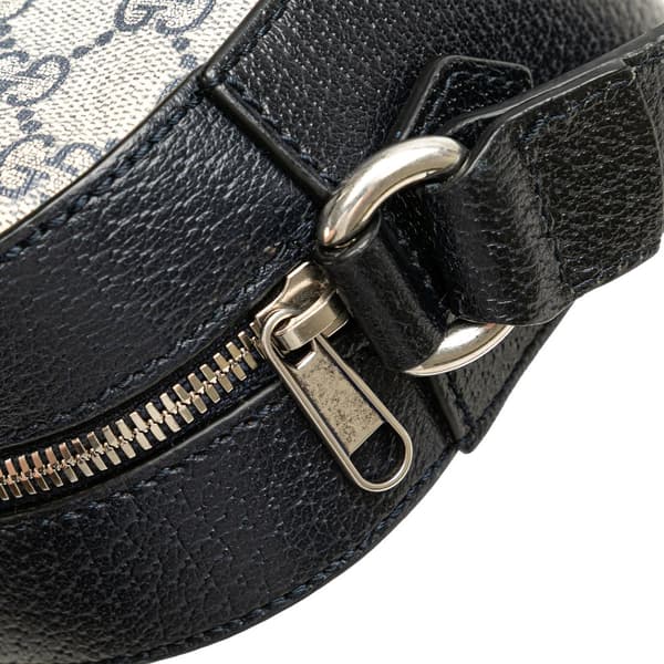 Pre-owned Gucci Small GG Supreme Textured Dollar Calfskin Web Ophidia Camera Bag Brown