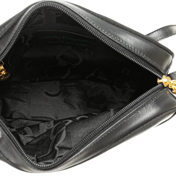 Pre-owned Ferragamo Vara Calfskin Crossbody Black