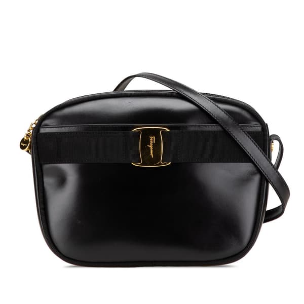 Pre-owned Ferragamo Vara Calfskin Crossbody Black