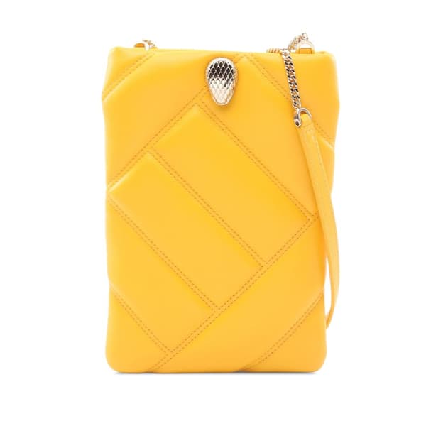 Pre-owned Bvlgari Serpenti Leather Cabochon Phone Case Crossbody Yellow