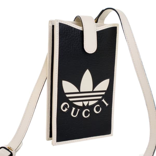 Pre-owned Gucci Adidas Leather Phone Case Crossbody Black
