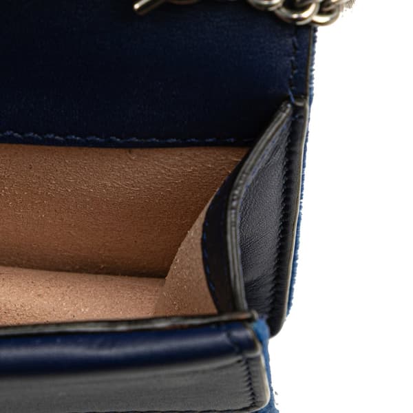 Pre-owned Gucci Super Mini Velvet Dionysus Crossbody Blue