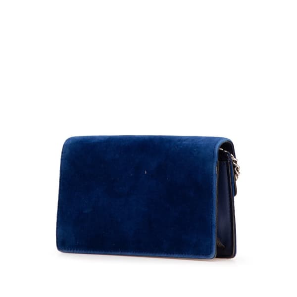 Pre-owned Gucci Super Mini Velvet Dionysus Crossbody Blue