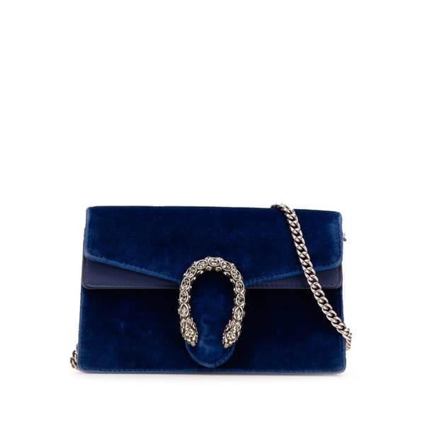 Pre-owned Gucci Super Mini Velvet Dionysus Crossbody Blue
