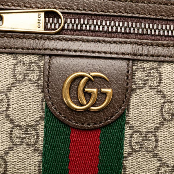 Pre-owned Gucci Mini GG Supreme Ophidia Crossbody Brown