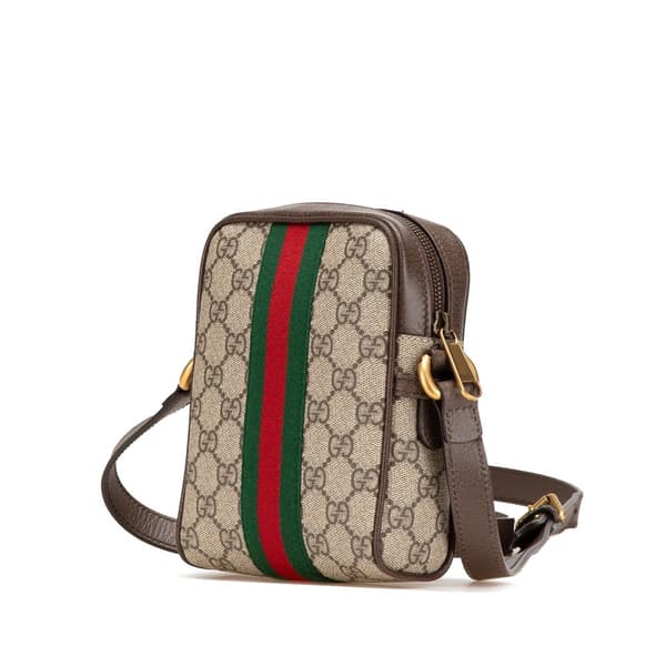 Pre-owned Gucci Mini GG Supreme Ophidia Crossbody Brown