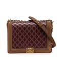 Miniatyrbild 1 av 10: Pre-owned Chanel Large Bicolor Quilted Aged Calfskin and Suede Boy Flap Red