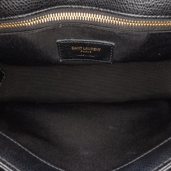 Pre-owned Saint Laurent Medium Leather Monogram Universite Bag Black