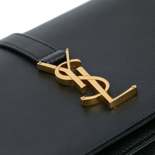 Pre-owned Saint Laurent Medium Leather Monogram Universite Bag Black