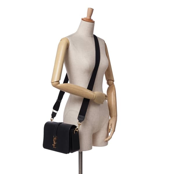 Pre-owned Saint Laurent Medium Leather Monogram Universite Bag Black