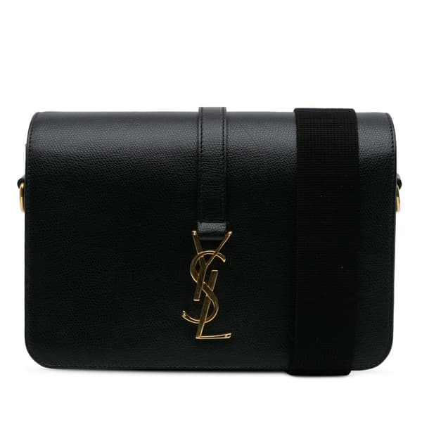 Pre-owned Saint Laurent Medium Leather Monogram Universite Bag Black