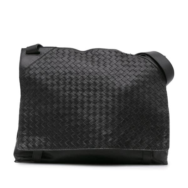 Pre-owned Bottega Veneta Nappa Intrecciato Flap Crossbody Black