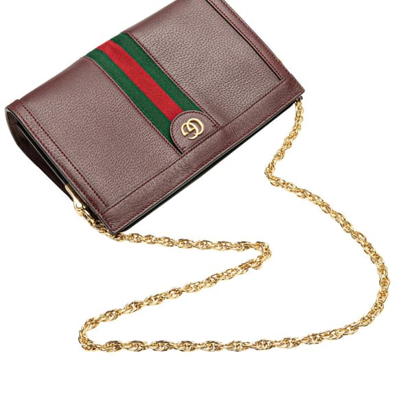 Pre-owned Gucci Small Calfskin Ophidia Chain Crossbody Red