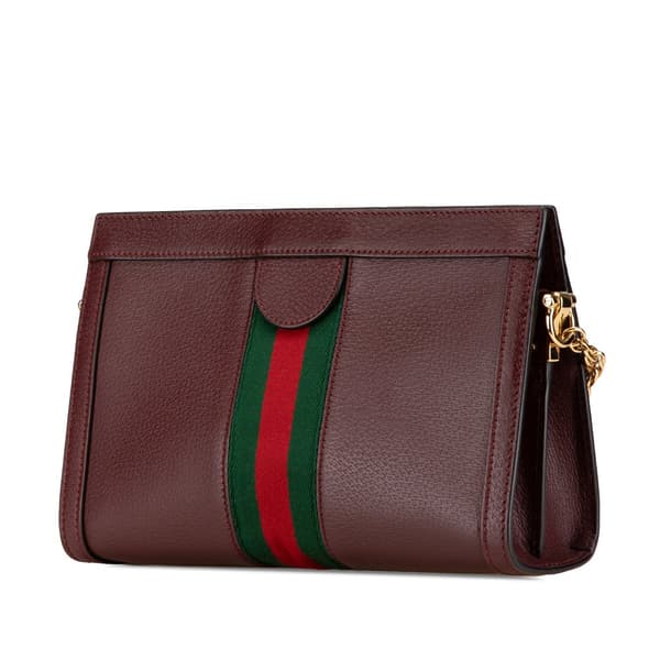 Pre-owned Gucci Small Calfskin Ophidia Chain Crossbody Red