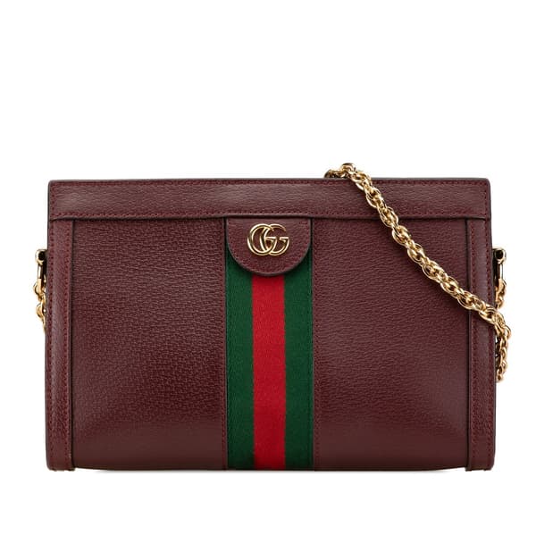 Pre-owned Gucci Small Calfskin Ophidia Chain Crossbody Red