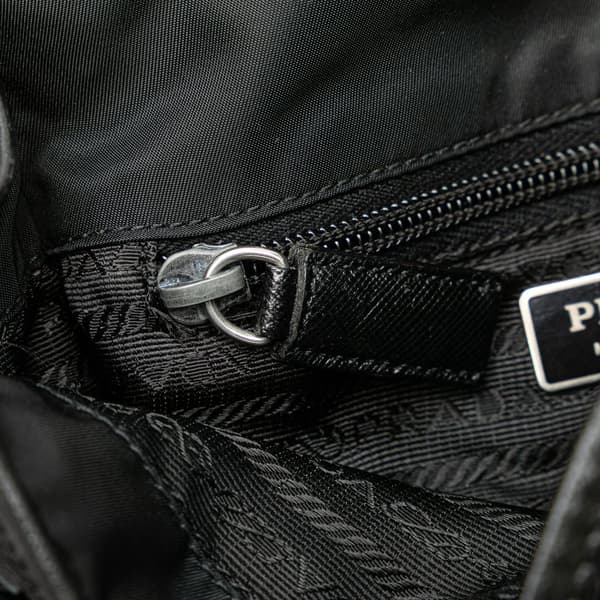Pre-owned Prada Tessuto Buckle Messenger Bag Black