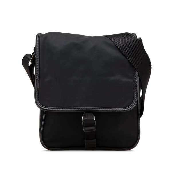 Pre-owned Prada Tessuto Buckle Messenger Bag Black