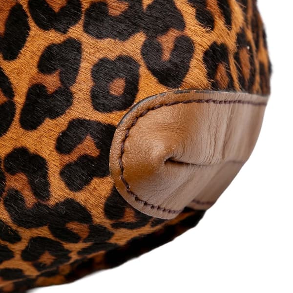 Pre-owned Burberry Leopard Print Pony Hair and House Check Canvas Little Crush Crossbody Brown