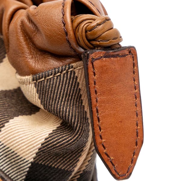 Pre-owned Burberry Leopard Print Pony Hair and House Check Canvas Little Crush Crossbody Brown