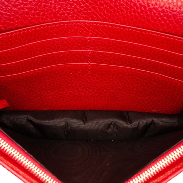 Pre-owned Gucci GG Marmont Leather Wallet On Chain Red