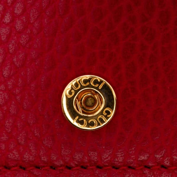 Pre-owned Gucci GG Marmont Leather Wallet On Chain Red