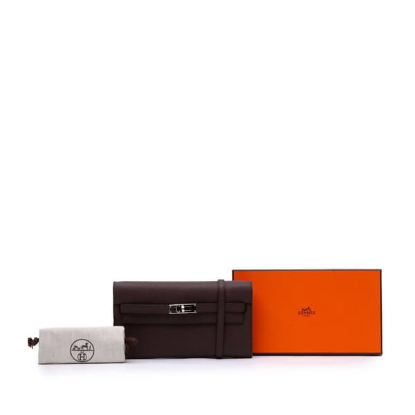 Pre-owned Hermès Epsom Kelly To Go Wallet Red