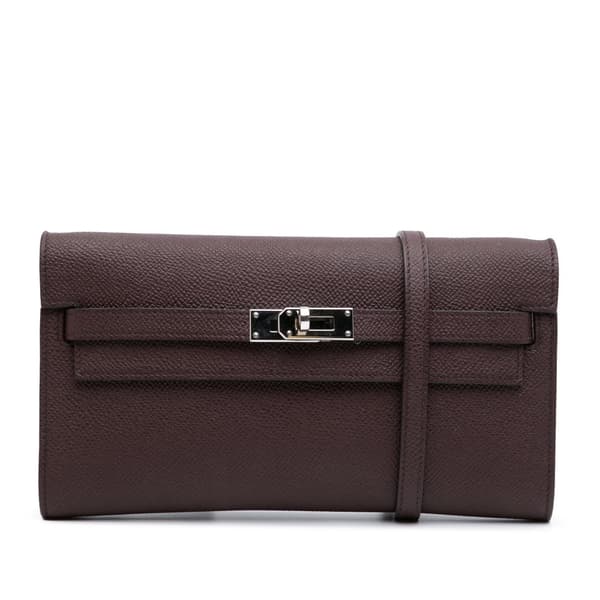 Pre-owned Hermès Epsom Kelly To Go Wallet Red