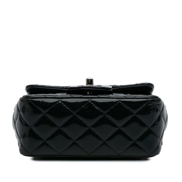 Pre-owned Chanel Mini Square Classic Patent Single Flap Blue