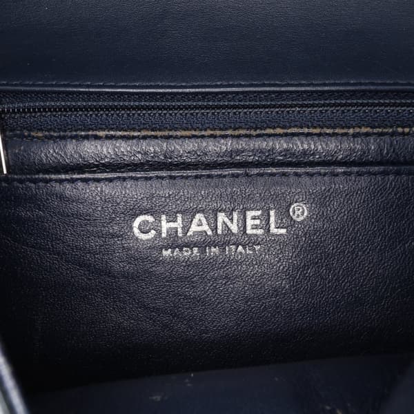 Pre-owned Chanel Mini Square Classic Patent Single Flap Blue
