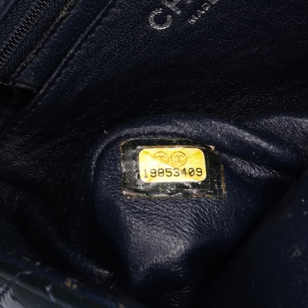 Pre-owned Chanel Mini Square Classic Patent Single Flap Blue