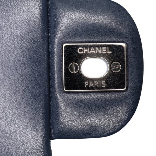 Pre-owned Chanel Mini Square Classic Patent Single Flap Blue