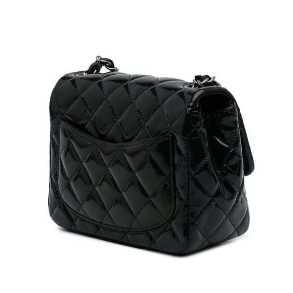 Pre-owned Chanel Mini Square Classic Patent Single Flap Blue