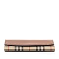 Miniatyrbilde 3 av 10: Pre-owned Burberry House Check Henley Canvas and Leather Wallet on Chain Brown