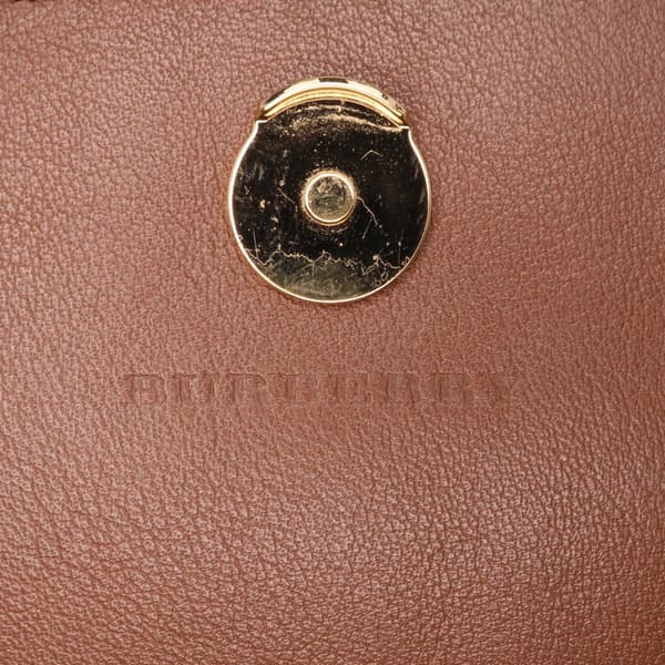 Pre-owned Burberry House Check Henley Canvas and Leather Wallet on Chain Brown