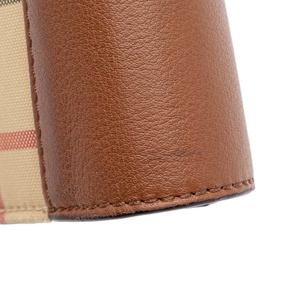 Pre-owned Burberry House Check Henley Canvas and Leather Wallet on Chain Brown