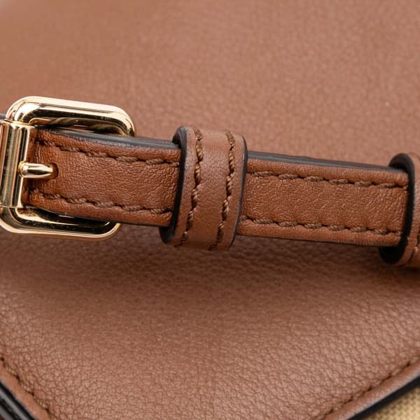 Pre-owned Burberry House Check Henley Canvas and Leather Wallet on Chain Brown