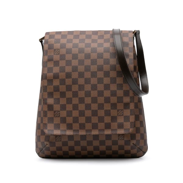 Pre-owned Louis Vuitton Damier Ebene Musette Salsa GM Brown