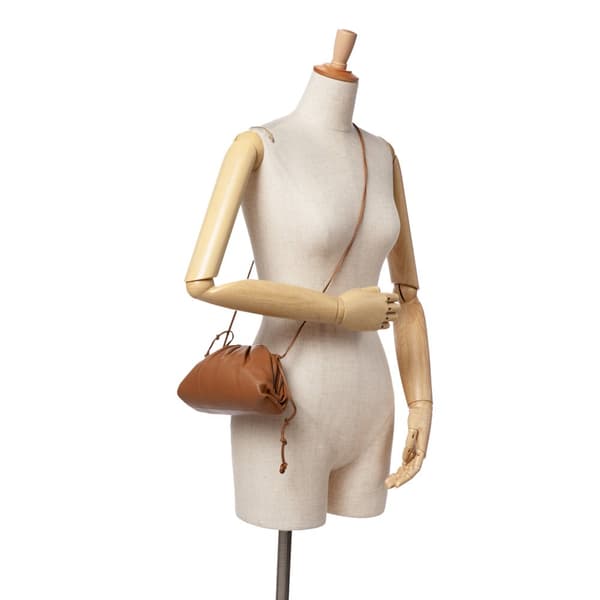 Pre-owned Bottega Veneta Lambskin The Mini Pouch Brown