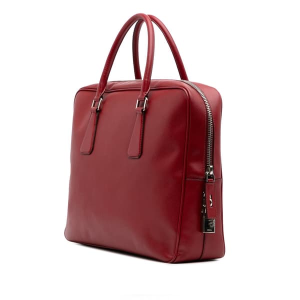 Pre-owned Prada Saffiano Business Bag Red