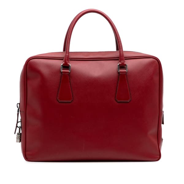 Pre-owned Prada Saffiano Business Bag Red