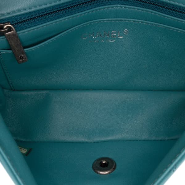 Pre-owned Chanel Mini Rectangular Classic Tricolor Lambskin Single Flap Blue