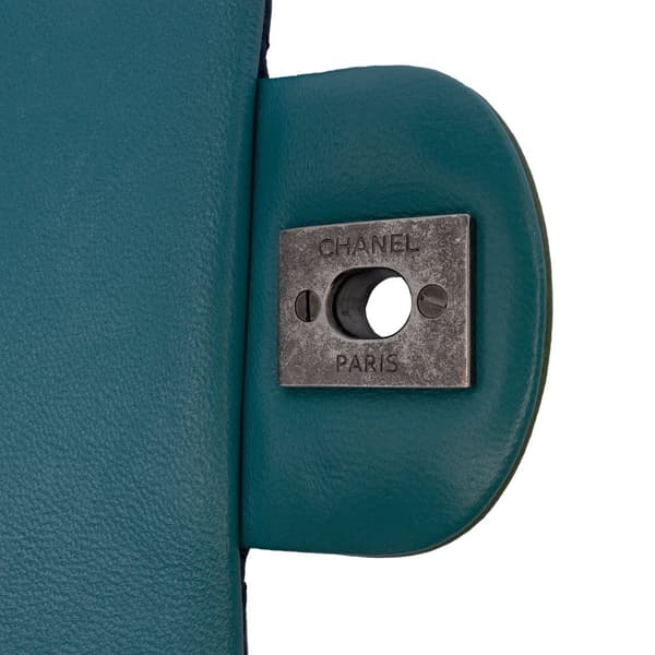 Pre-owned Chanel Mini Rectangular Classic Tricolor Lambskin Single Flap Blue