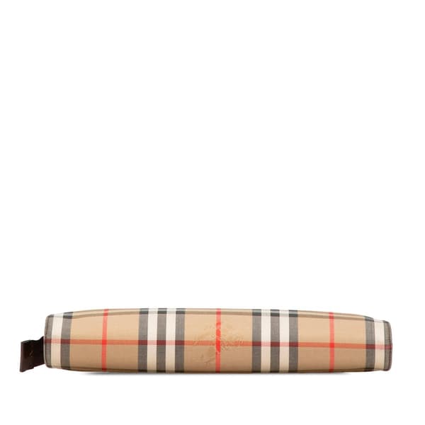 Pre-owned Burberry Haymarket Check Canvas Crossbody Brown