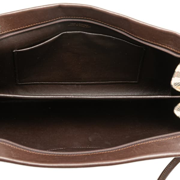 Pre-owned Burberry Haymarket Check Canvas Crossbody Brown