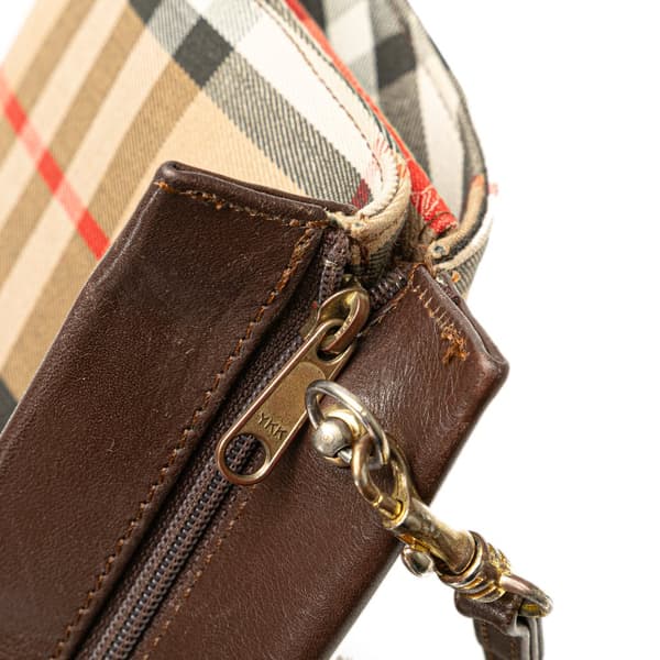 Pre-owned Burberry Haymarket Check Canvas Crossbody Brown