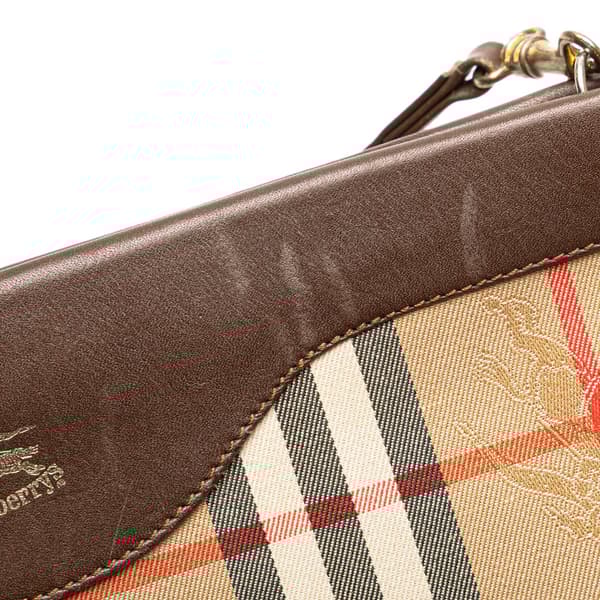 Pre-owned Burberry Haymarket Check Canvas Crossbody Brown