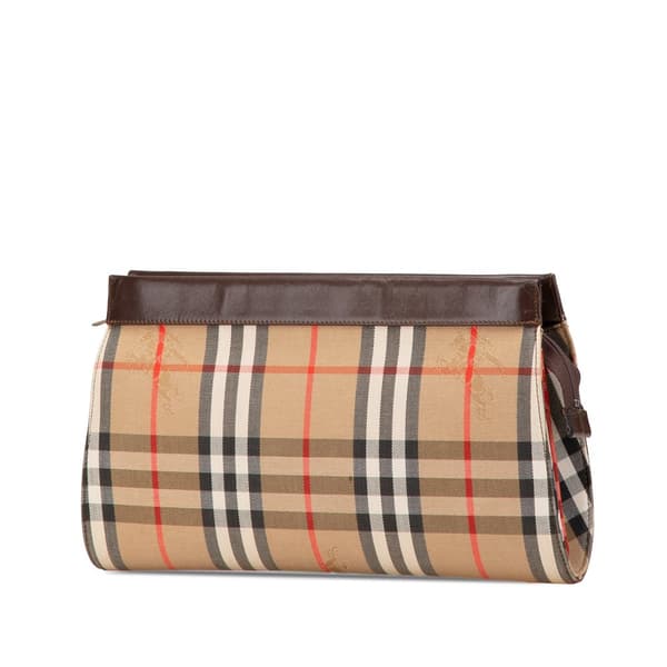 Pre-owned Burberry Haymarket Check Canvas Crossbody Brown