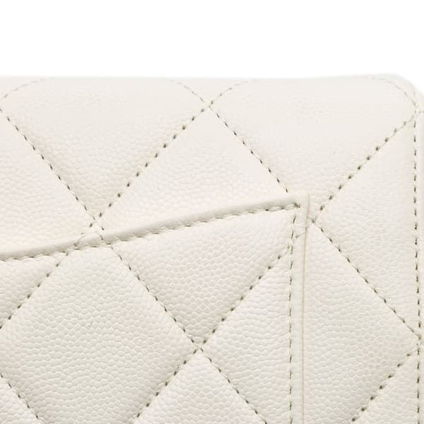 Pre-owned Chanel CC Quilted Lambskin Round Moon Messenger Flap White
