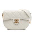 Pikkukuva 1 / 10: Pre-owned Chanel CC Quilted Lambskin Round Moon Messenger Flap White